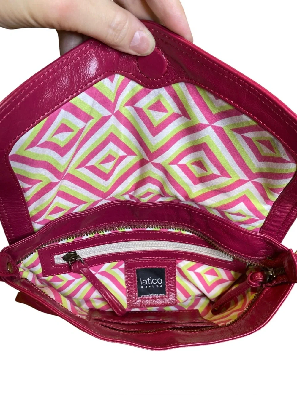 Latico Leather Pink Crossbody Wristlet Clutch Flap bag